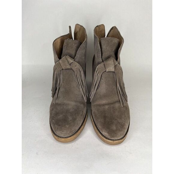 Ugg Booties Women Size 9 Gray Suede Zip Heels - Picture 8 of 16